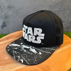 Star Wars Millennium Falcon Snapback Hat Mens One Size Black Graphic Brim